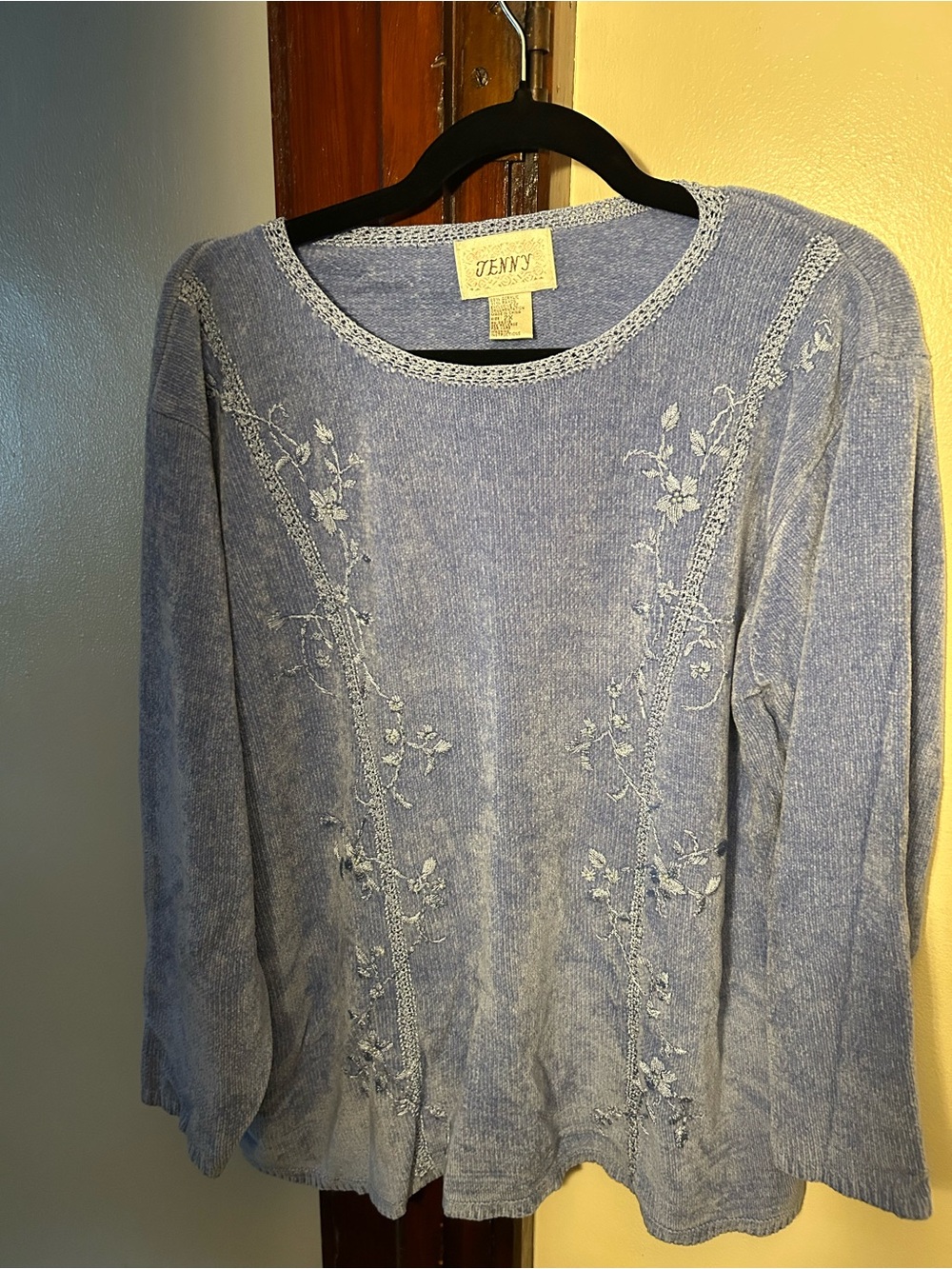 Jenny Light Blue Embroidered Knit Sweater